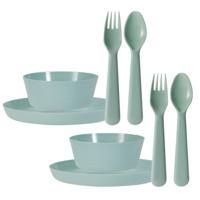 Kunststof kinderservies set - 48-delig - mintgroen - Campingservies / picknickservies