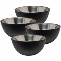 6x stuks kommetjes/schaaltjes - mat zwart - RVS - D19 x 9.5 cm