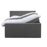 Leen Bakker - Boxspring Met Opbergruimte En Voetbord Liv Geblokt - 180x200cm - Stof/Velvet - Grijs