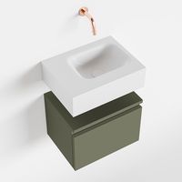 Toiletmeubel Mondiaz Andor | 40 cm | Meubelkleur Army | Lex vrijhangend wastafel Talc Rechts | Zonder kraangat