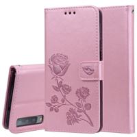 Rose reliëf horizontale Flip PU lederen case voor Samsung Galaxy A7 (2018) met houder & kaartsleuven & portemonnee (Rose goud)