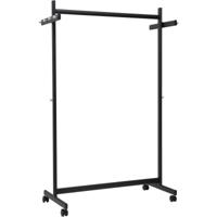 MAUL kledingrek samba mobiel, ft 115 x 173 x 51 cm, max. 40 kg, met 8 haken, zwart RAL9004