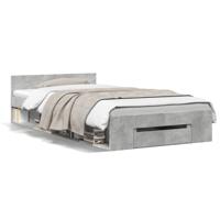 Bedframe met lade bewerkt hout betongrijs 90x190 cm