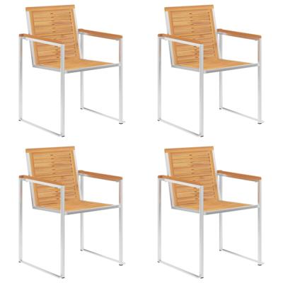 Tuinstoelen 4 st massief teakhout en roestvrij staal