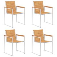 Tuinstoelen 4 st massief teakhout en roestvrij staal