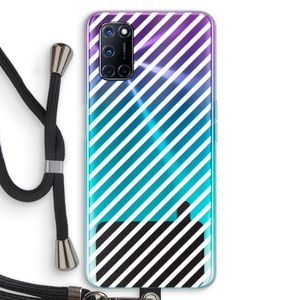 Strepen zwart-wit: Oppo A92 Transparant Hoesje met koord