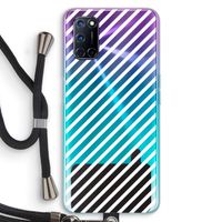 Strepen zwart-wit: Oppo A92 Transparant Hoesje met koord