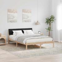 Bedframe Bruin en zwart 135 x 190 cm Massief grenenhout