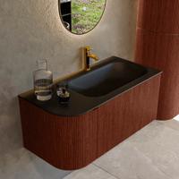 Badmeubel Mondiaz Kurve | 95 cm cm | Meubelkleur Ruby | Wastafelkleur Urban | Solid surface | Wasbak rechter zijde spoelbak | 1 kraangat