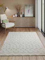 Vloerkleed Elio Japandi - Moderne laagpolig met hoog-diepteeffect Ruitenmotief Crème-200 x 290 cm