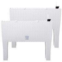 Bloembak/plantenbak op poten Rato - 3x stuks - met irrigatiesysteem - wit - 60 x 25 x 46 cm