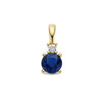 14K Geelgouden Hanger met September Geboortesteen & Diamant 0.02ct - 10,5mm