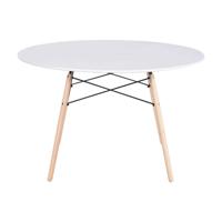 Eettafel Home ESPRIT Wit Zwart Natuurlijk Berken Hout MDF 120 x 120 x 74 cm
