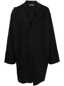 Yohji Yamamoto manteau boutonné à capuche - Noir