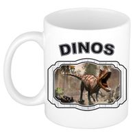 Dieren carnotaurus dinosaurus beker - dinosaurs/ dinosaurussen mok wit 300 ml - thumbnail