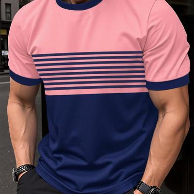 Bon&Bon Homme Men's Color-Block Striped Short Sleeve Casual T-Shirt Multicolor-3 / S