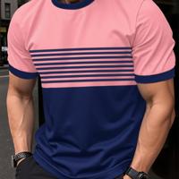 Bon&Bon Homme Men's Color-Block Striped Short Sleeve Casual T-Shirt Multicolor-3 / S