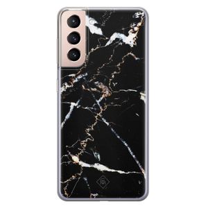 Samsung Galaxy S21 siliconen hoesje - Marmer zwart