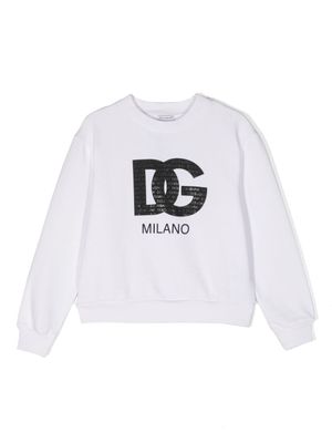 Dolce & Gabbana Kids sweat en coton à logo imprimé - Blanc