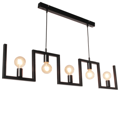 Hanglamp Fabio 112 cm 5 Lichts Zwart Scandinavisch