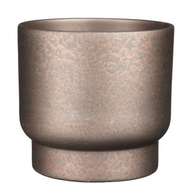 Plantenpot/bloempot Sintra terracotta koper met flakes patroon - D26/H23 cm Plantenpot/bloempot Sintra terracotta koper met flakes patroon - D26/H23 cm