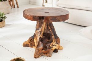 Massieve bijzettafel ROOT 40cm teakhouten kruk gemaakt van wortelhout - 37139