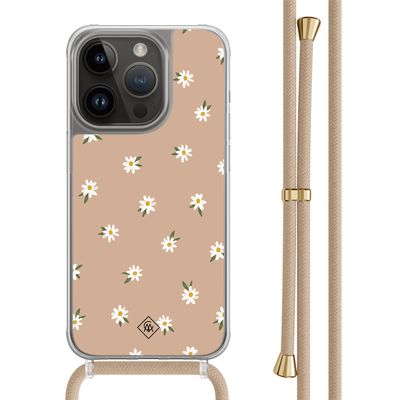 iPhone 14 Pro hoesje met beige koord - Sweet daisies iPhone 14 Pro hoesje met beige koord - Sweet daisies