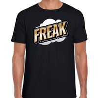 Freak fun tekst t-shirt voor heren zwart in 3D effect
