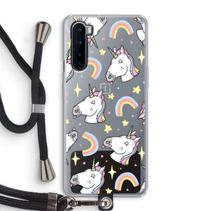 Rainbow Unicorn: OnePlus Nord Transparant Hoesje met koord