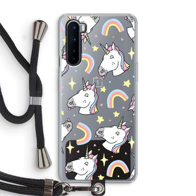 Rainbow Unicorn: OnePlus Nord Transparant Hoesje met koord