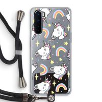 Rainbow Unicorn: OnePlus Nord Transparant Hoesje met koord