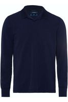Pierre Cardin Modern Fit Poloshirt lange mouw blauw, Effen