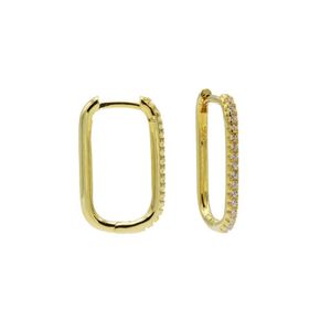 Karma Oorringen Plain Zirconia Hinged Hoops Round Square 20 mm Goud