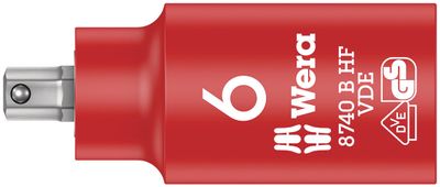 Wera 8740 B VDE HF Binnenzeskant Zyklop Bitdop, geïsoleerd, met 3/8"-aandrijving, met vasthoudfunctie, 6 x 55 mm - 05004902001