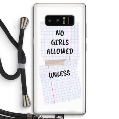 No Girls Allowed Unless: Samsung Galaxy Note 8 Transparant Hoesje met koord