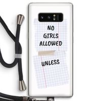 No Girls Allowed Unless: Samsung Galaxy Note 8 Transparant Hoesje met koord