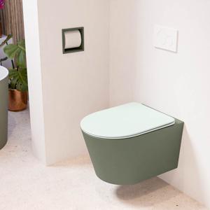 Wandcloset Mondiaz Lavie | Zonder spoelrand | Incl.Toiletzitting-Greey | Keramiek | Army (groen)