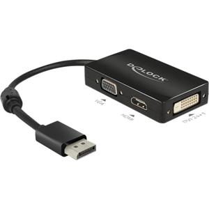 Delock 62656 DisplayPort / VGA / HDMI / DVI Adapter [1x DisplayPort stekker - 1x VGA-bus, HDMI-bus, DVI-bus 24+1-polig] Zwart Met Ferrietkern 16.00 cm