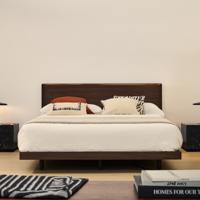 Kave Home Bed 'Norlen' Met LED-verlichting, Walnootfineer, 160 x 200cm