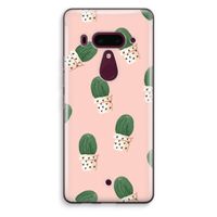 Cactusprint roze: HTC U12+ Transparant Hoesje