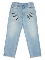 Marcelo Burlon County Of Milan Kids jean Wind Feathers à coupe droite - Bleu - thumbnail