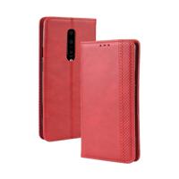 Magnetische Buckle retro Crazy Horse textuur horizontale Flip lederen case voor OnePlus 7 Pro met houder & kaartsleuven & fotolijstjes (rood)