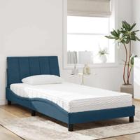 Bed met matras "Hanko" fluweel blauw 100x200 cm