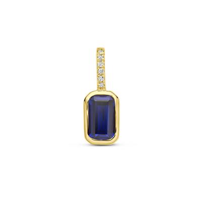 14k Geelgouden Hanger met Labgrown Saffier & Diamant 0.012ct (September)