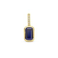 14k Geelgouden Hanger met Labgrown Saffier & Diamant 0.012ct (September)