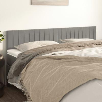 Hoofdborden 2 st 100 x 5 x 78/88 cm fluweel lichtgrijs
