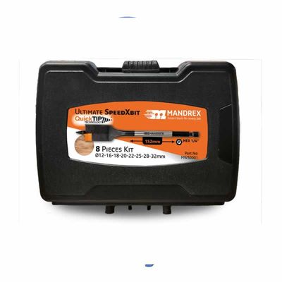Mandrex Ultimate SpeedXbit Speedborenset MWS0001, 8-delig de super platte boren Nieuw Mandrex Ultimate SpeedXbit Speedborenset MWS0001, 8-delig de super platte boren Nieuw