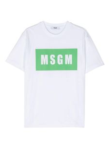 MSGM Kids t-shirt en coton à logo imprimé - Blanc