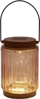 Anna's collection lantaarn solar 1led glas 12x8.5cm terra