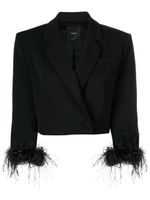 PINKO blazer crop bordé de plumes - Noir